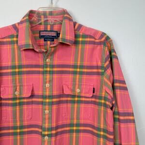 Vineyard Vines Plaid Flannel Shirt Pink Green Collegiate Fit L